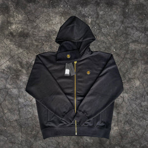 Lotus Hill 420GSM French Terry Zip-Through Hoodie (BLACK)