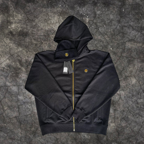 Lotus Hill 420GSM French Terry Zip-Through Hoodie (BLACK)