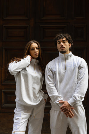 MONOCHROME  GREY  QUARTER ZIP JUMPER