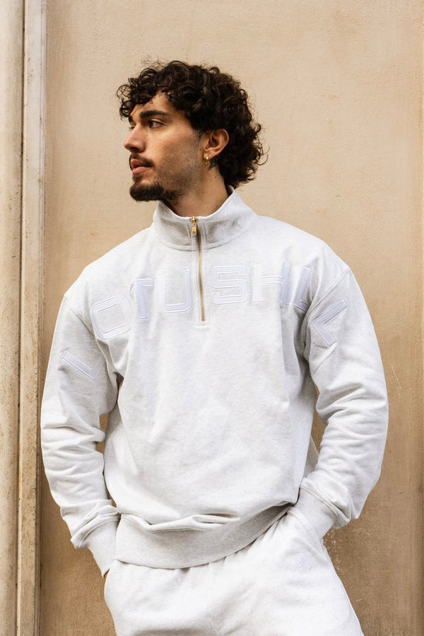 MONOCHROME  GREY  QUARTER ZIP JUMPER