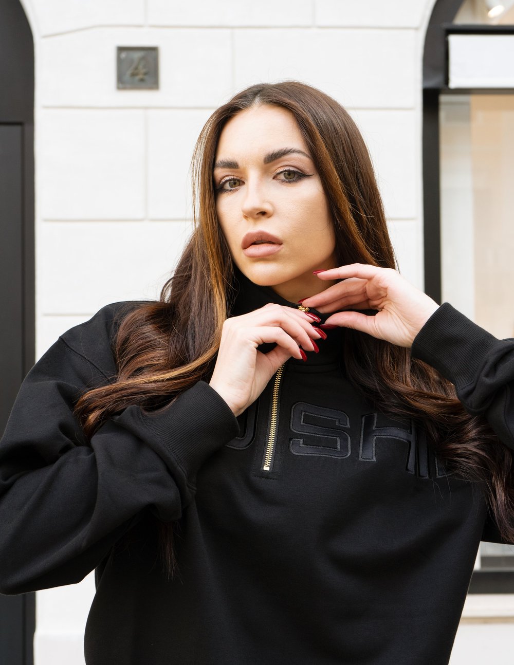 MONOCHROME BLACK QUARTER ZIP          JUMPER