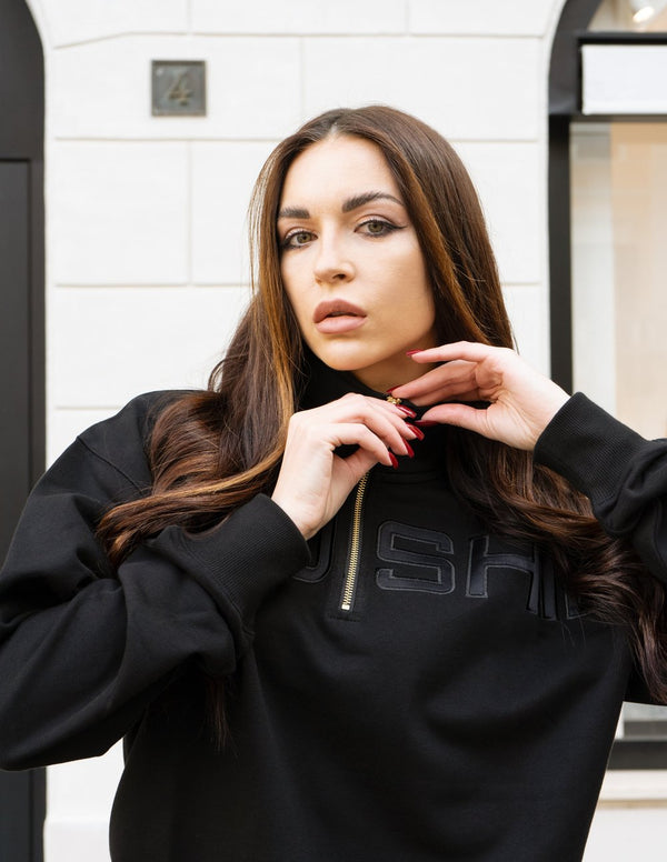 MONOCHROME BLACK QUARTER ZIP          JUMPER