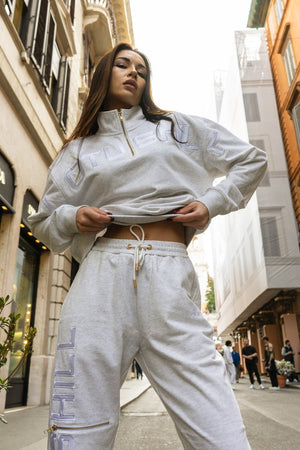 MONOCHROME  GREY  QUARTER ZIP JUMPER
