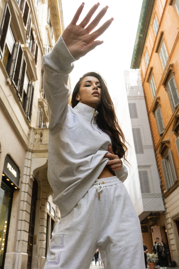 MONOCHROME  GREY  QUARTER ZIP JUMPER