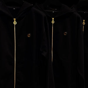 Lotus Hill 420GSM French Terry Zip-Through Hoodie (BLACK)