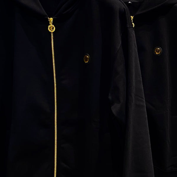 Lotus Hill 420GSM French Terry Zip-Through Hoodie (BLACK)