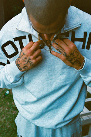 GREY QUARTER ZIP