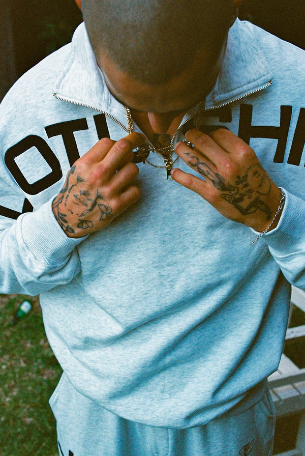 GREY QUARTER ZIP
